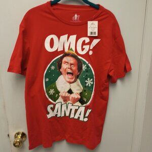 Buddy The Elf "OMG SANTA" Red Christmas T-shirt Men's M-NEW